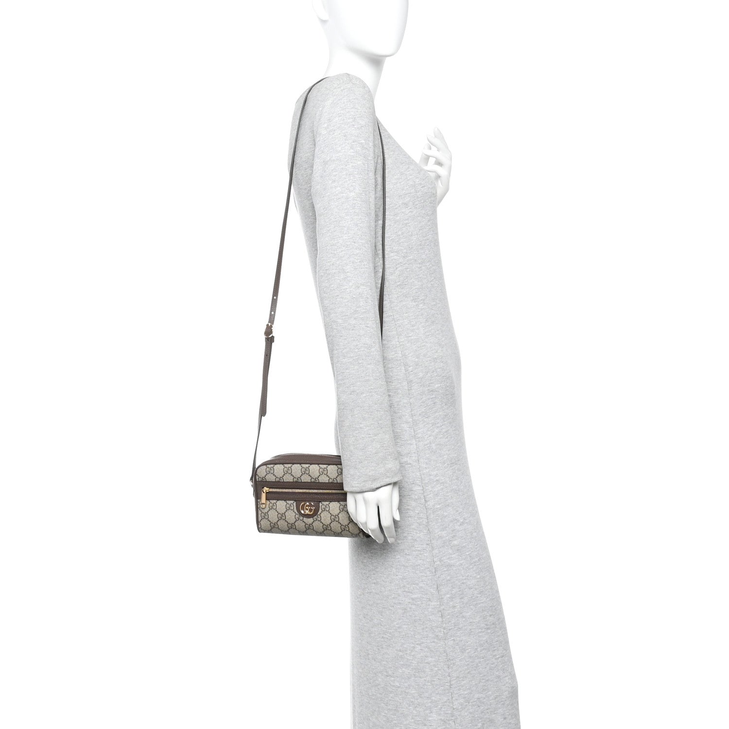 Gucci GG Supreme Monogram Textured Calfskin Super Mini Ophidia Shoulder Bag Beige Ebony New Acero 2 of 12