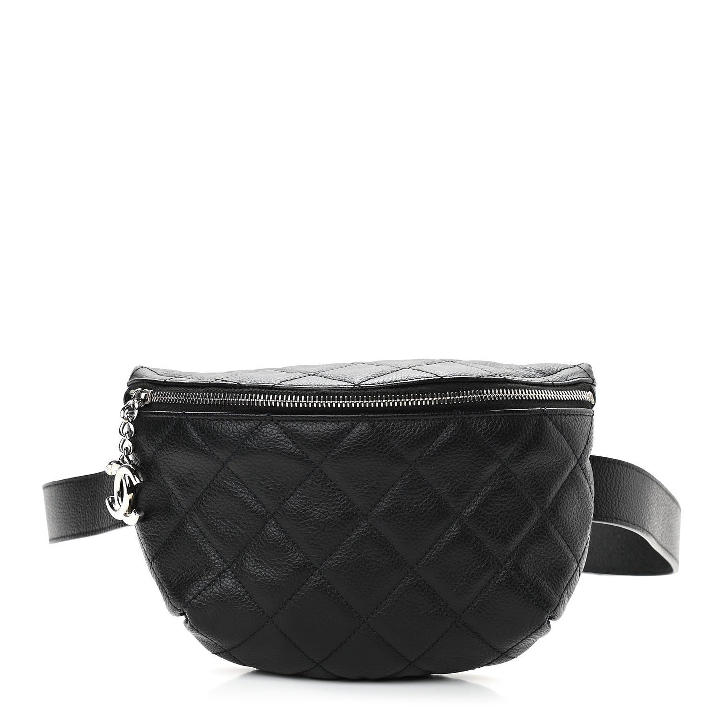 Grained Calfskin Quilted Waist Belt Bag Black