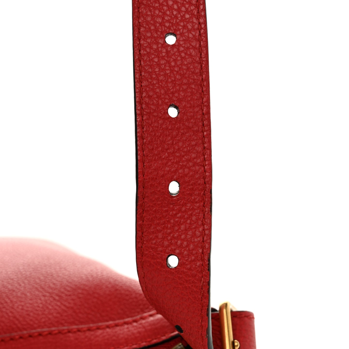 Grained Calfskin Logo Half Moon Hobo Red