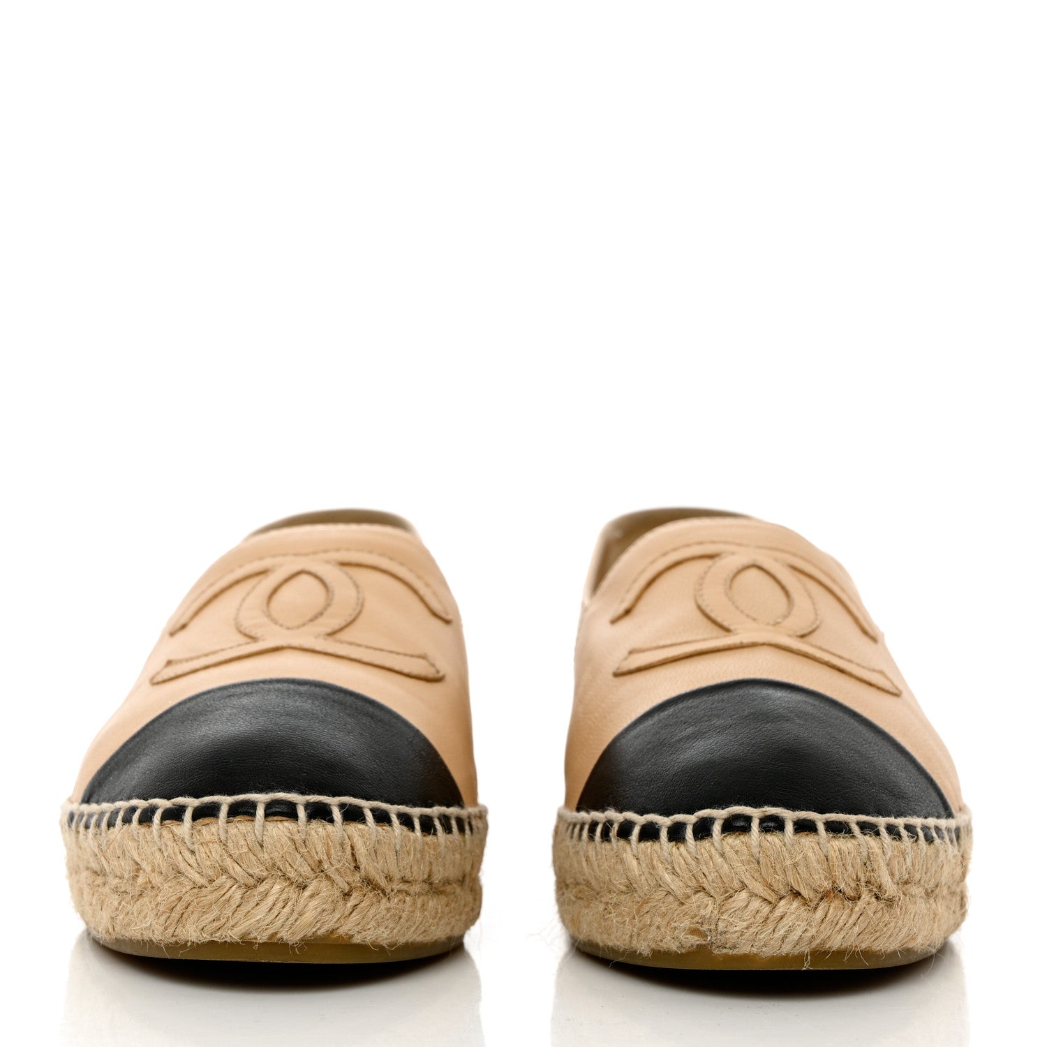 Chanel Lambskin CC Espadrilles 36 Beige Black 2 of 15