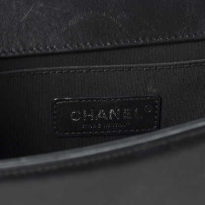 Chanel Calfskin Tweed Sequin Stitched Medium Boy Flap Black White 8 of 10