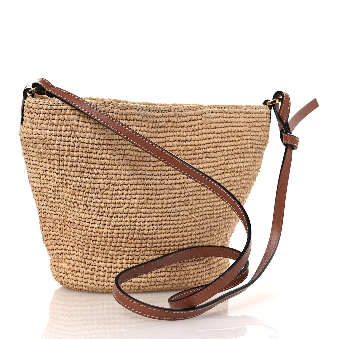 Calfskin Raffia Anagram Paulas Ibiza Pochette Bag Natural Tan