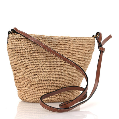 Loewe Calfskin Raffia Anagram Paulas Ibiza Pochette Bag Natural Tan 3 of 13