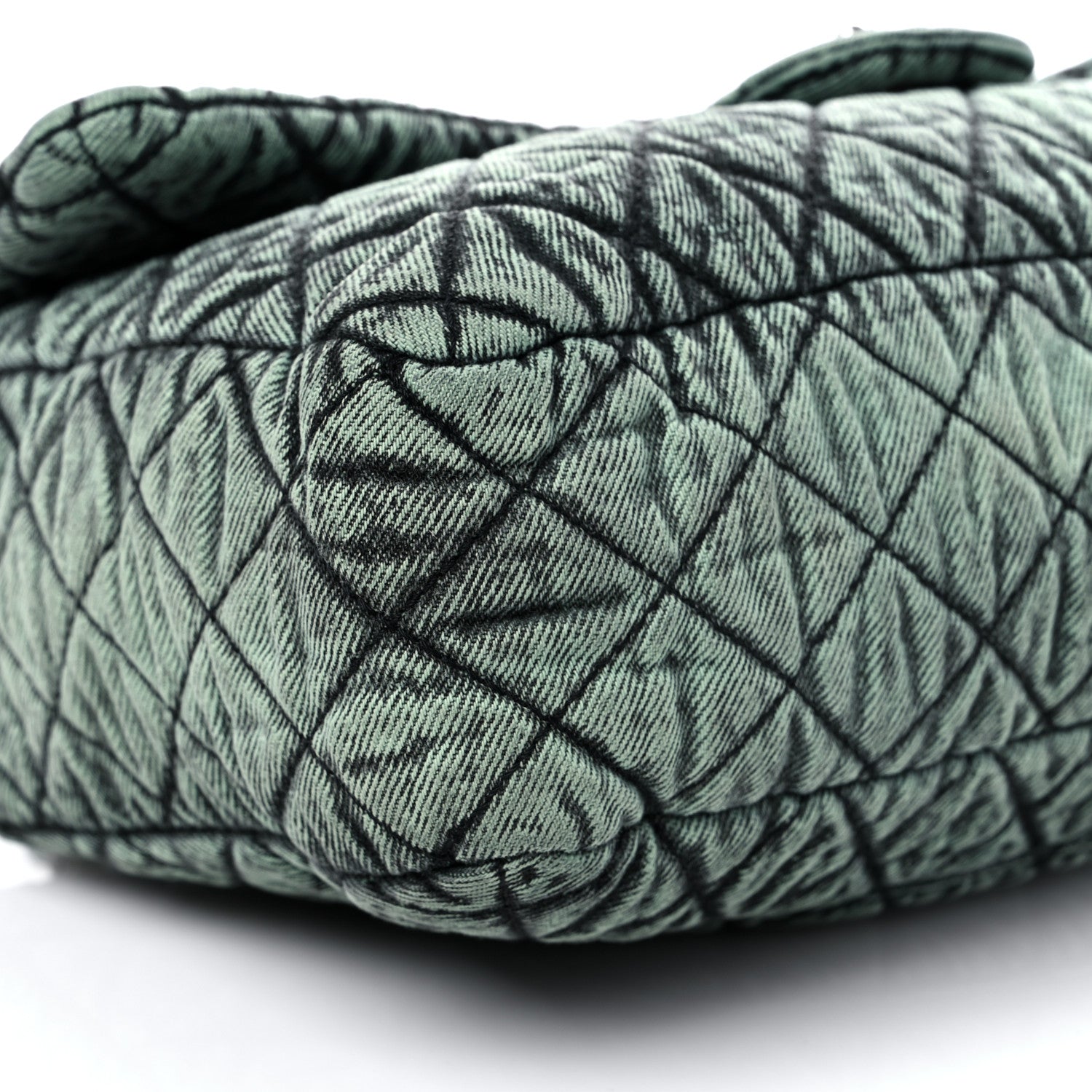 Chanel Denim Quilted Denimpression Flap Green Black 8 of 11
