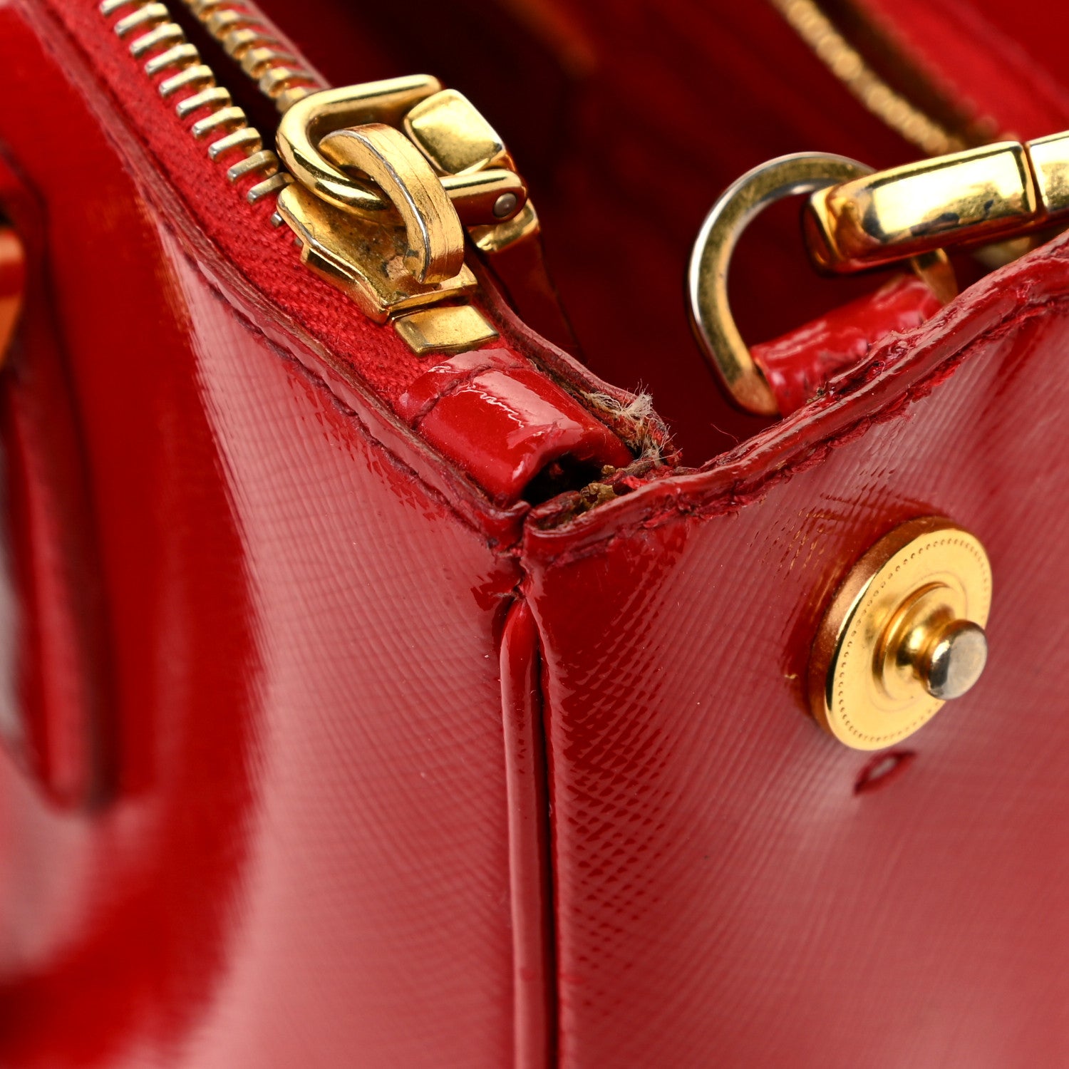 Prada Saffiano Vernice Mini Galleria Double Zip Tote Rosso 22 of 30