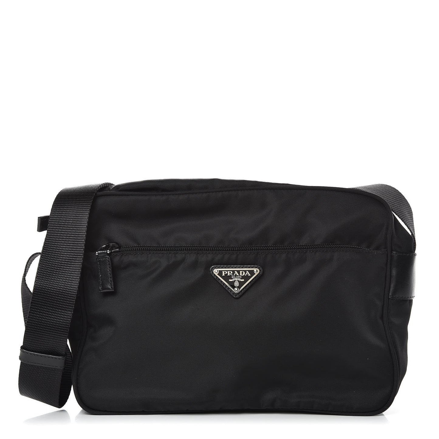 Nylon Flat Messenger Bag Black