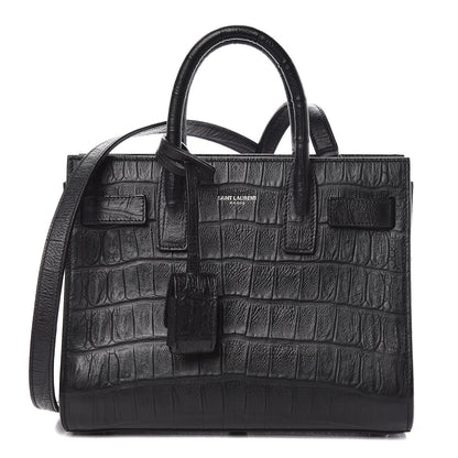 Saint Laurent Calfskin Crocodile Embossed Nano Sac De Jour Black 1 of 11