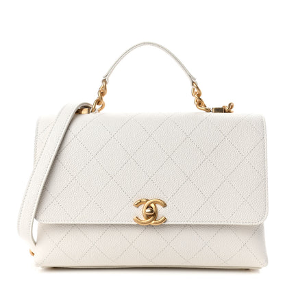 Chanel Grained Calfskin Small Stitched Flap White 1 of 4