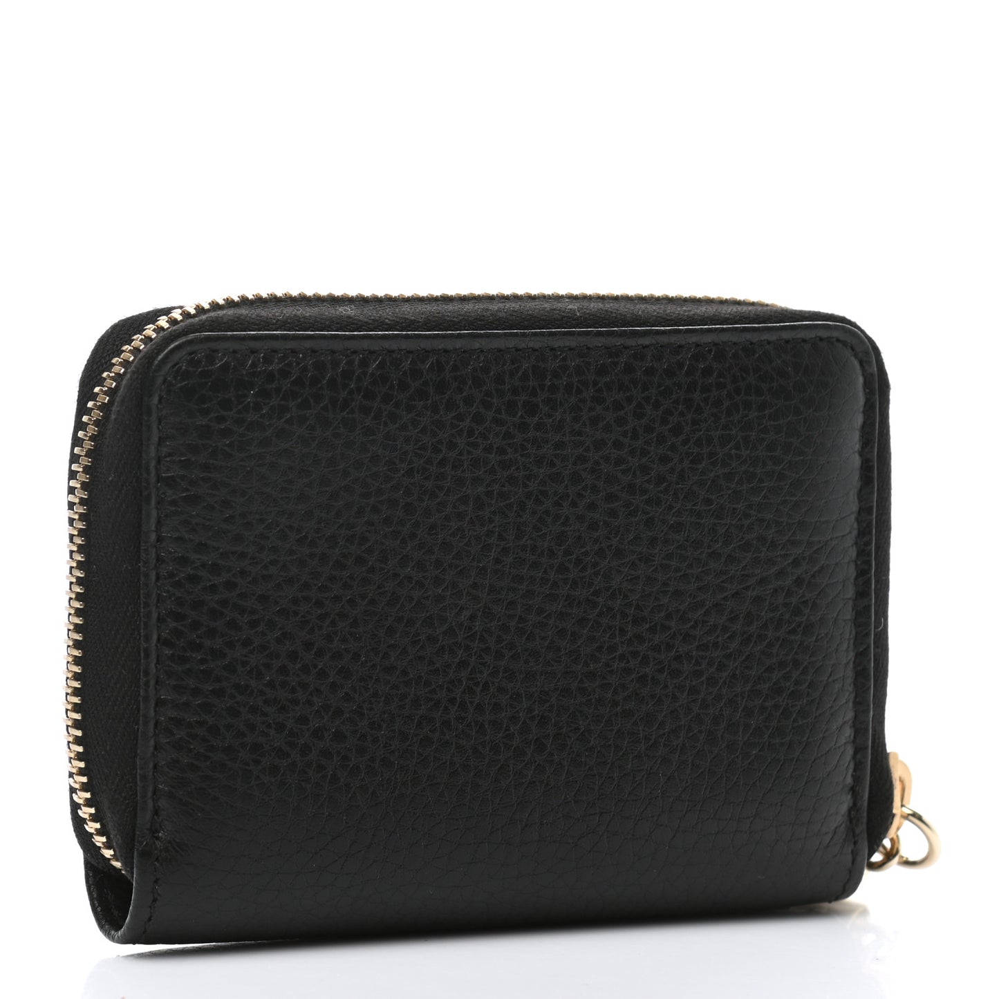 Pebbled Calfskin Small Soho Zip Around Wallet Black