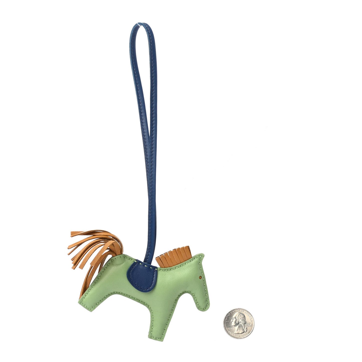 Milo Lambskin Grigri Rodeo Horse Bag Charm PM Vert Criquet Sesame Bleu de Malte