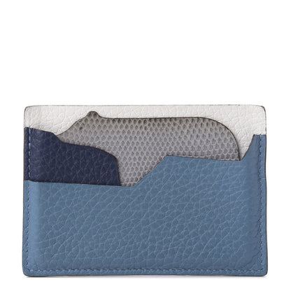 Hermes Togo Lizard Polar Bear Petit H Card Case Bleu De Malte Bleu Glacier White 1 of 7