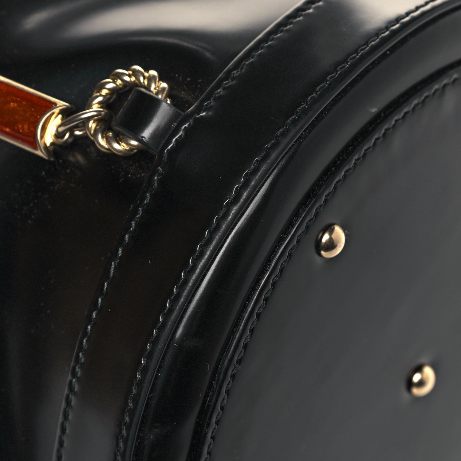 Gucci Lambskin Vinyl Enamel Mini Bucket Bag Black Ruggine 11 of 11