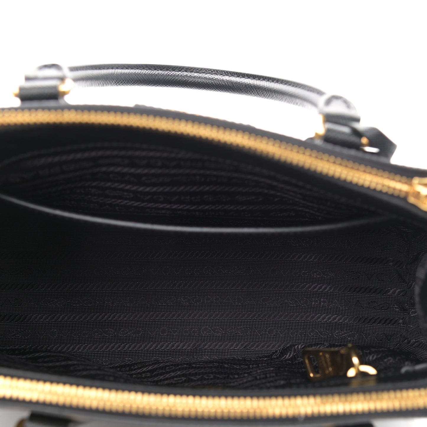 Saffiano Mini Galleria Double Zip Tote Black