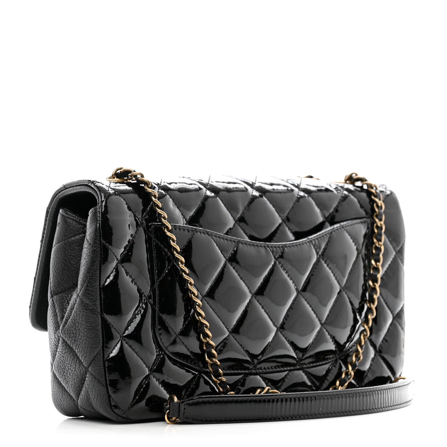 Chanel Patent Goatskin Quilted Medium CC Eyelet Flap Black 3 of 13