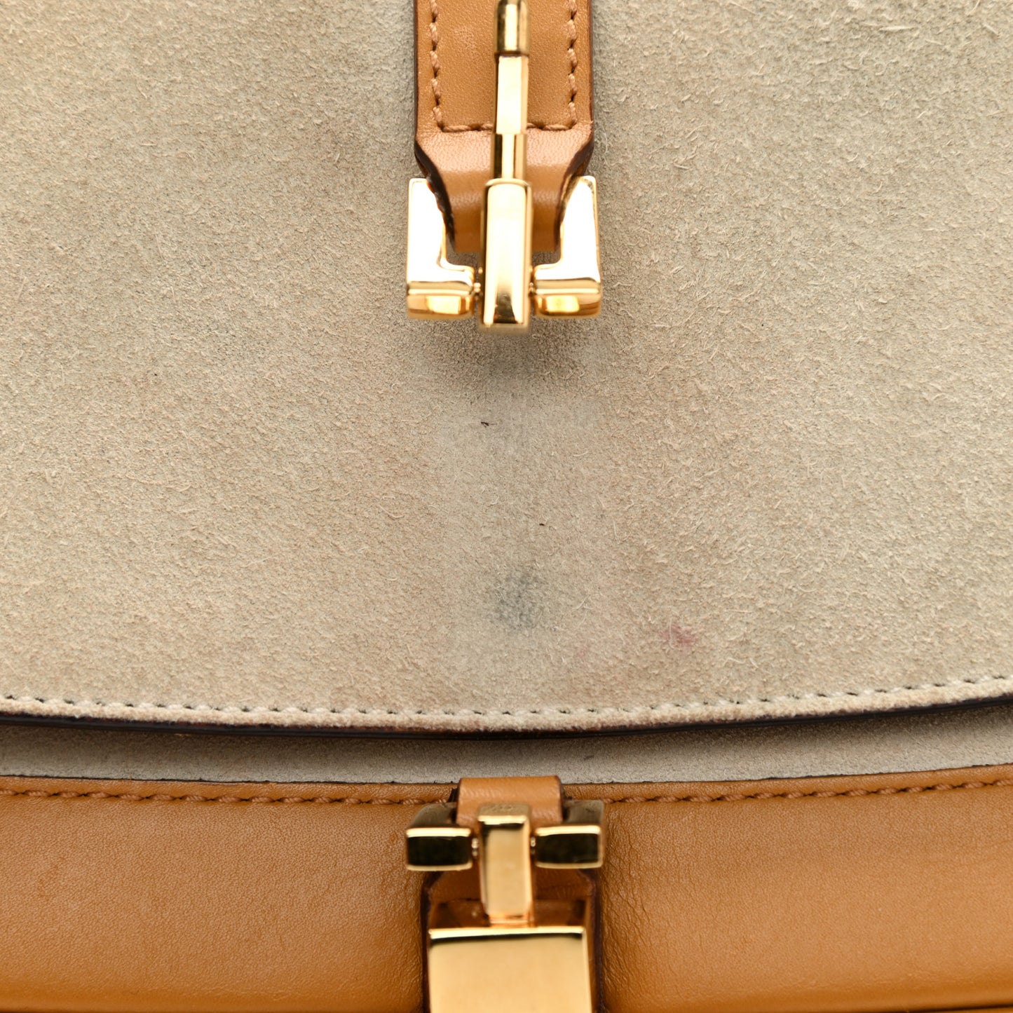 Suede Small Jackie O Flap Hobo Beige Brown