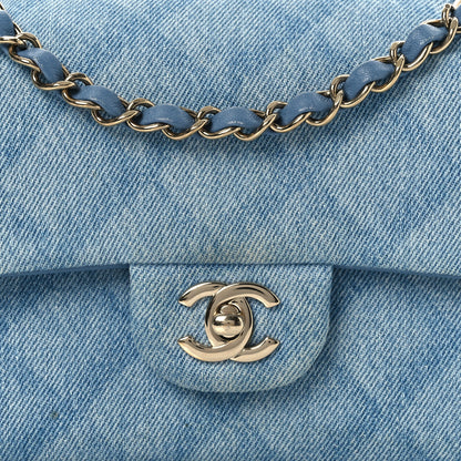 Chanel Printed Denim Quilted Mini Rectangular Flap Light Blue 8 of 10