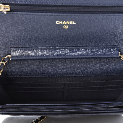 Chanel Caviar Quilted Wallet On Chain WOC Navy Blue 5 of 11