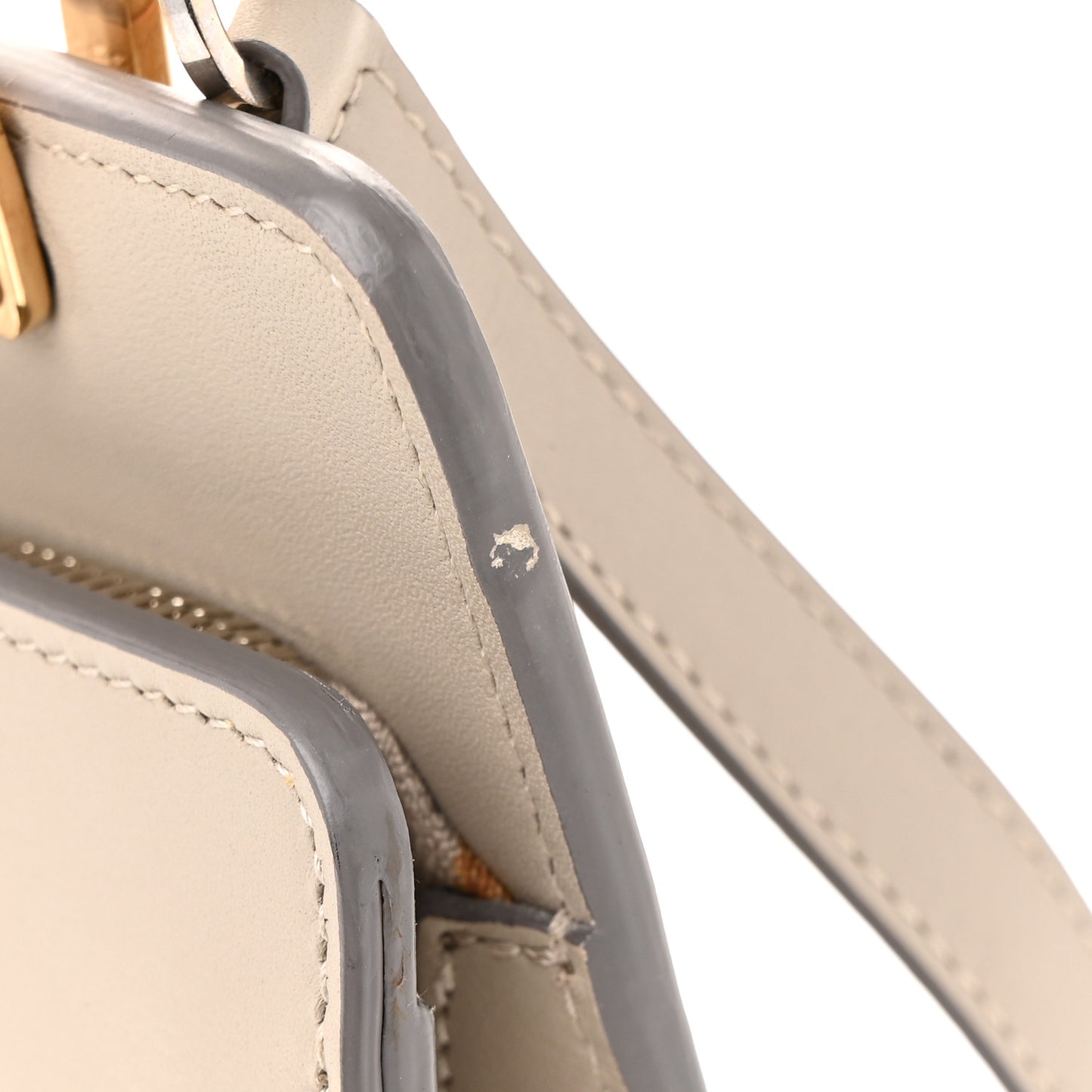 Smooth Calfskin Le Dix S Cartable Shoulder Bag Pearl Grey