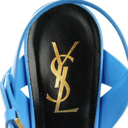 Saint Laurent Patent Tribute 75 Platform Sandals 37 Blue 8 of 9