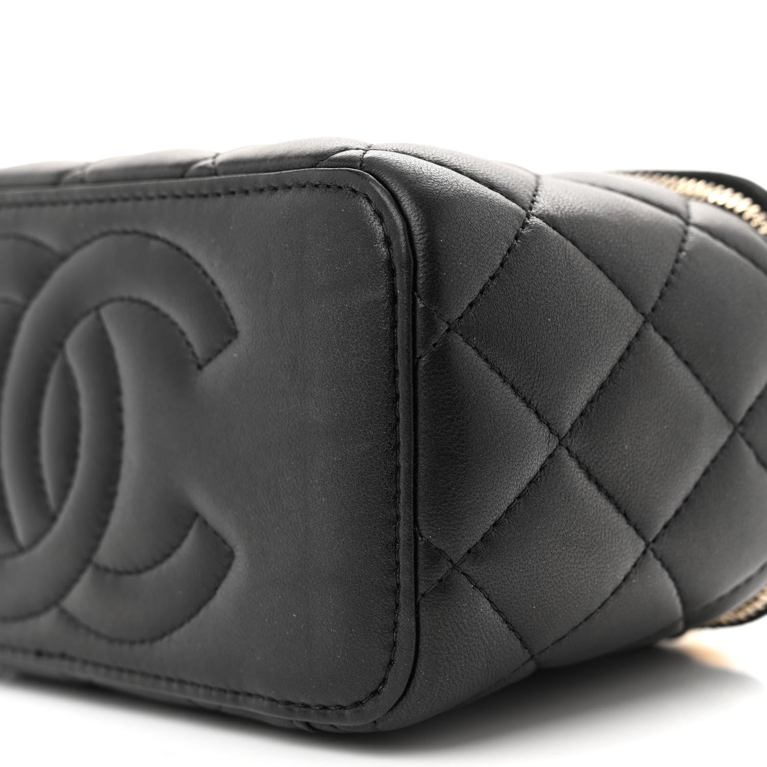 Chanel Lambskin Quilted Metal Small Top Handle Vanity Case With Chain Black 10 of 13