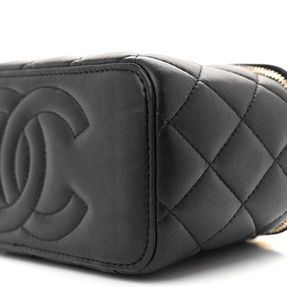 Chanel Lambskin Quilted Metal Small Top Handle Vanity Case With Chain Black 10 of 13