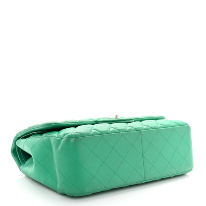 Chanel Lambskin Quilted Jumbo Double Flap Green 4 of 13