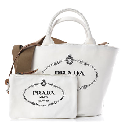 Prada Canapa Small Shopping Tote White 1 of 10
