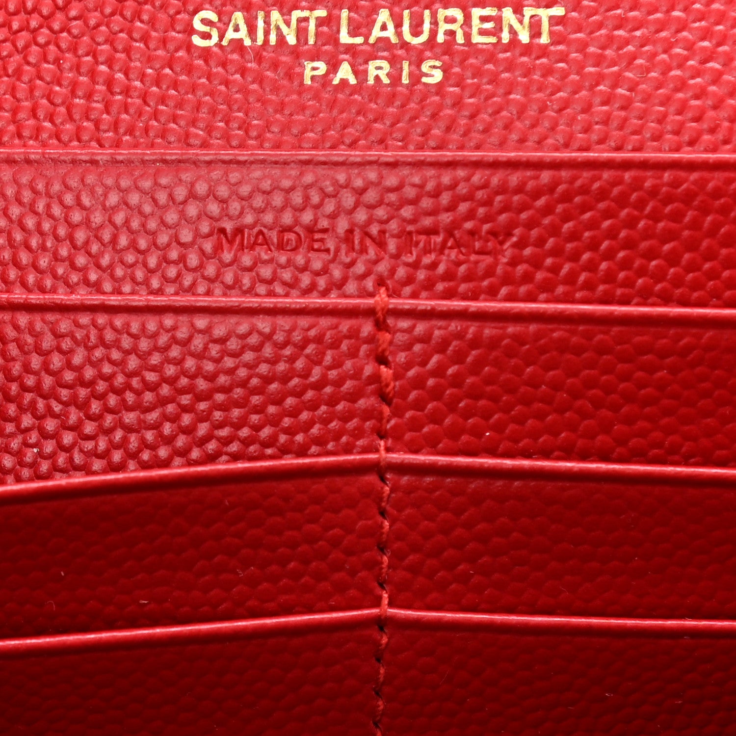 Saint Laurent Grain De Poudre Matelasse Chevron Monogram Chain Wallet New Red 7 of 10