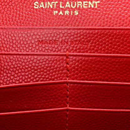 Saint Laurent Grain De Poudre Matelasse Chevron Monogram Chain Wallet New Red 7 of 10
