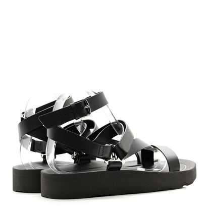 Hermes Calfskin Womens Galaxy Chypre Sandals 41 Black 4 of 8