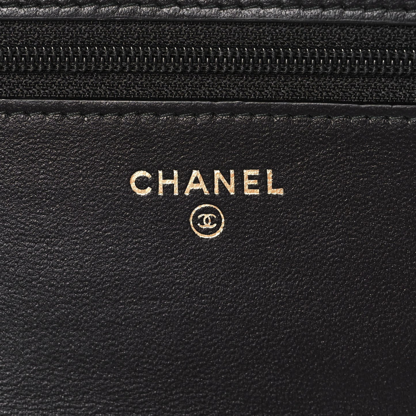 Lambskin Chevron Quilted Trendy CC Wallet On Chain WOC Black