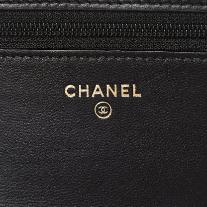 Chanel Lambskin Chevron Quilted Trendy CC Wallet On Chain WOC Black 6 of 14