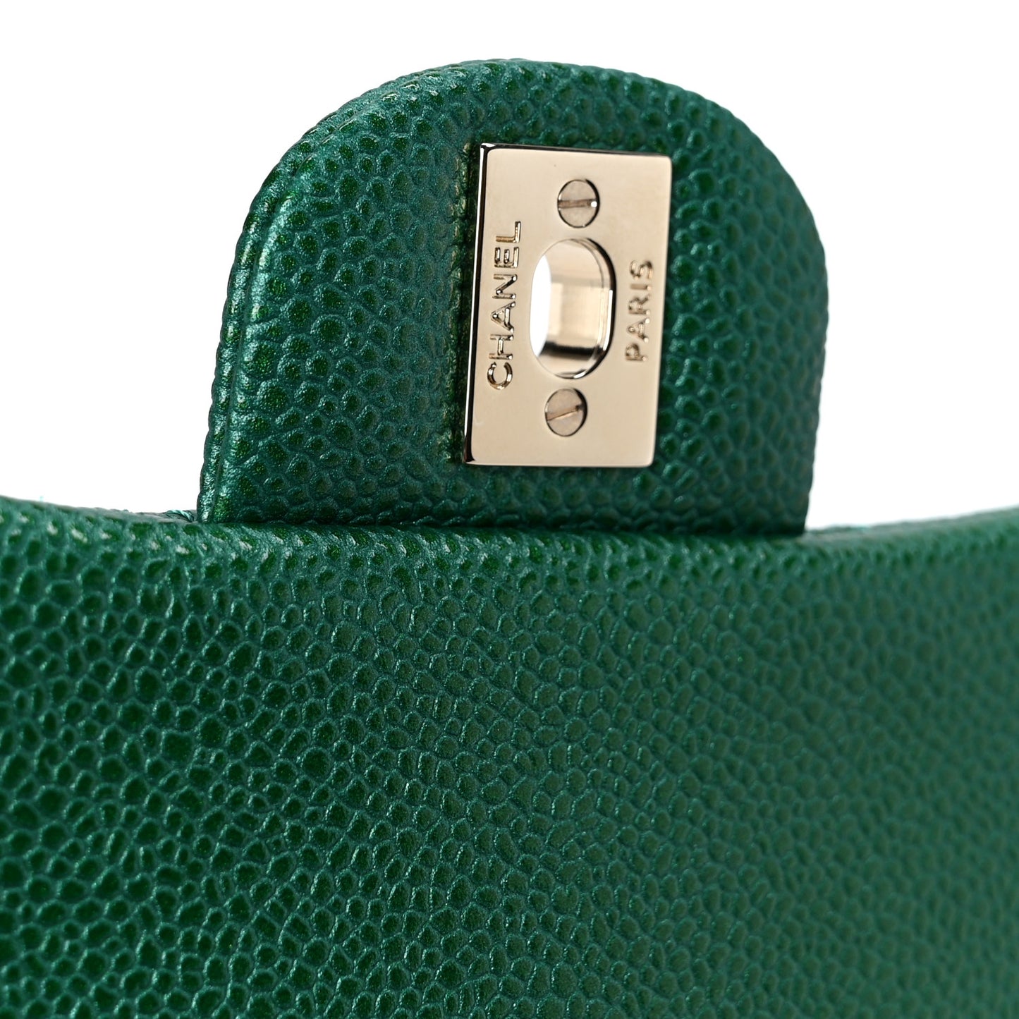 Metallic Caviar Quilted Mini Square Flap Green