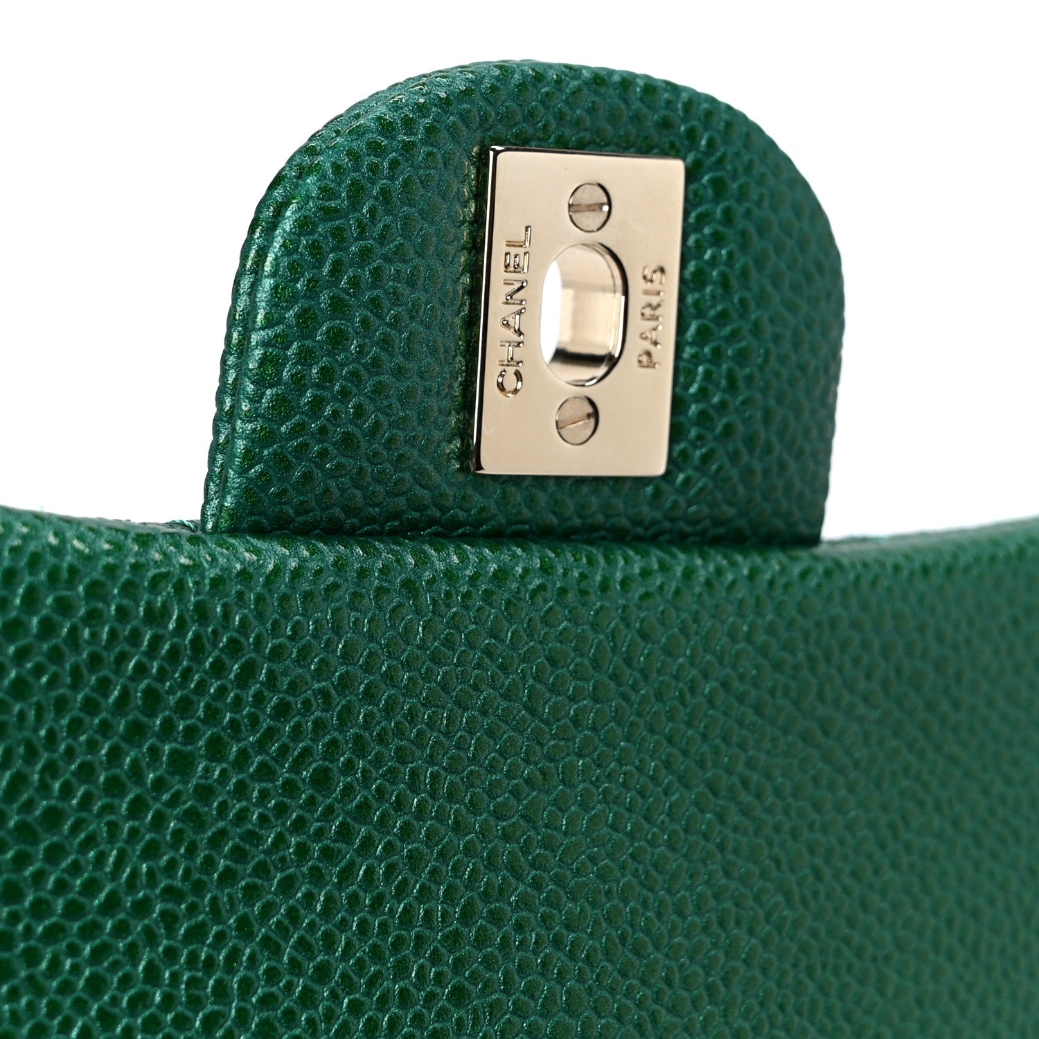 Chanel Metallic Caviar Quilted Mini Square Flap Green 6 of 11