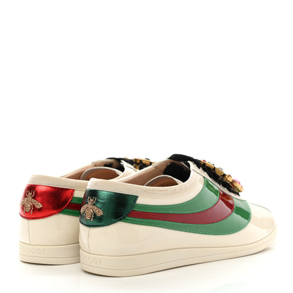 Gucci Patent Crystal Web GG Womens Falacer Sneakers 40.5 Mystic White New Shamarock Red 4 of 13