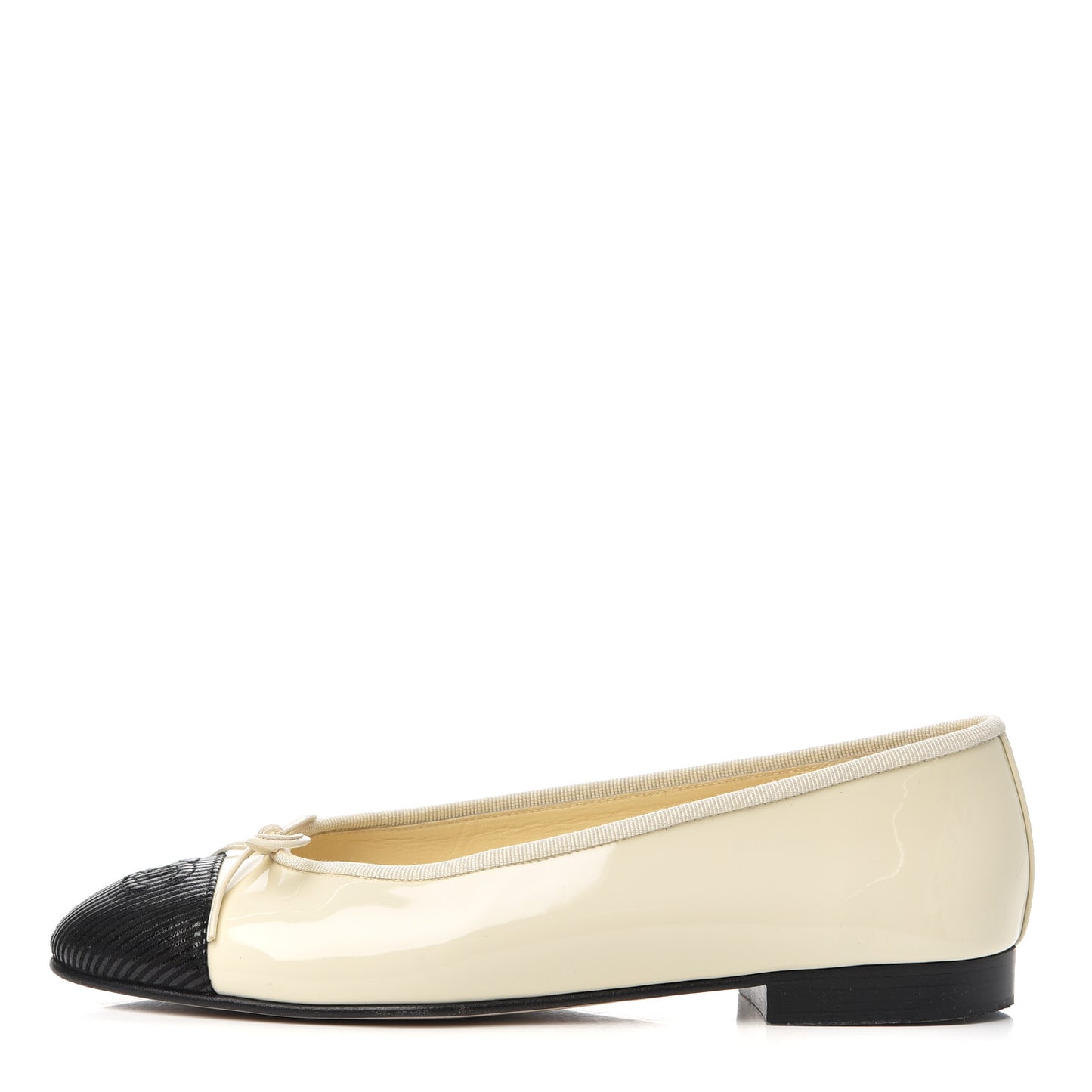 Patent CC Cap Toe Ballerina Flats 37.5 Beige Black