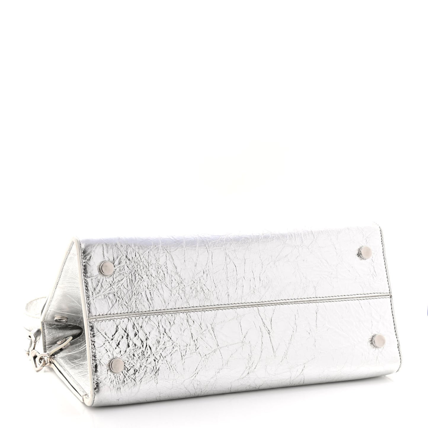 Metallic Calfskin Medium Diorever Flap Silver