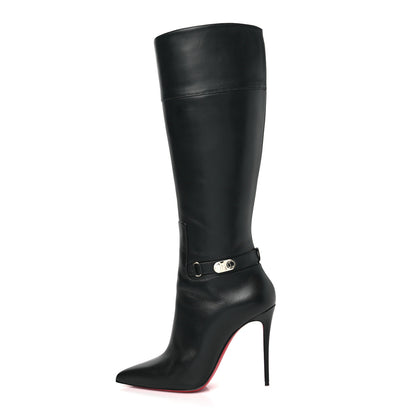 Christian Louboutin Calfskin Lock Kate Botta 100 Knee High Boots 39 Black 1 of 8