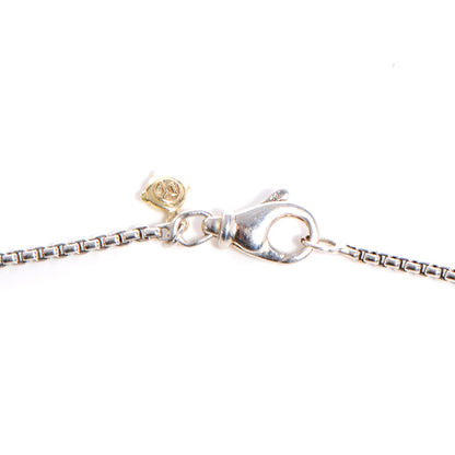 David Yurman Sterling Silver Diamond Blue Topaz 7mm Petite Albion Pendant Necklace 4 of 5
