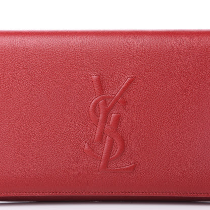 Saint Laurent Calfskin Monogram Large Belle De Jour Clutch Red 9 of 9