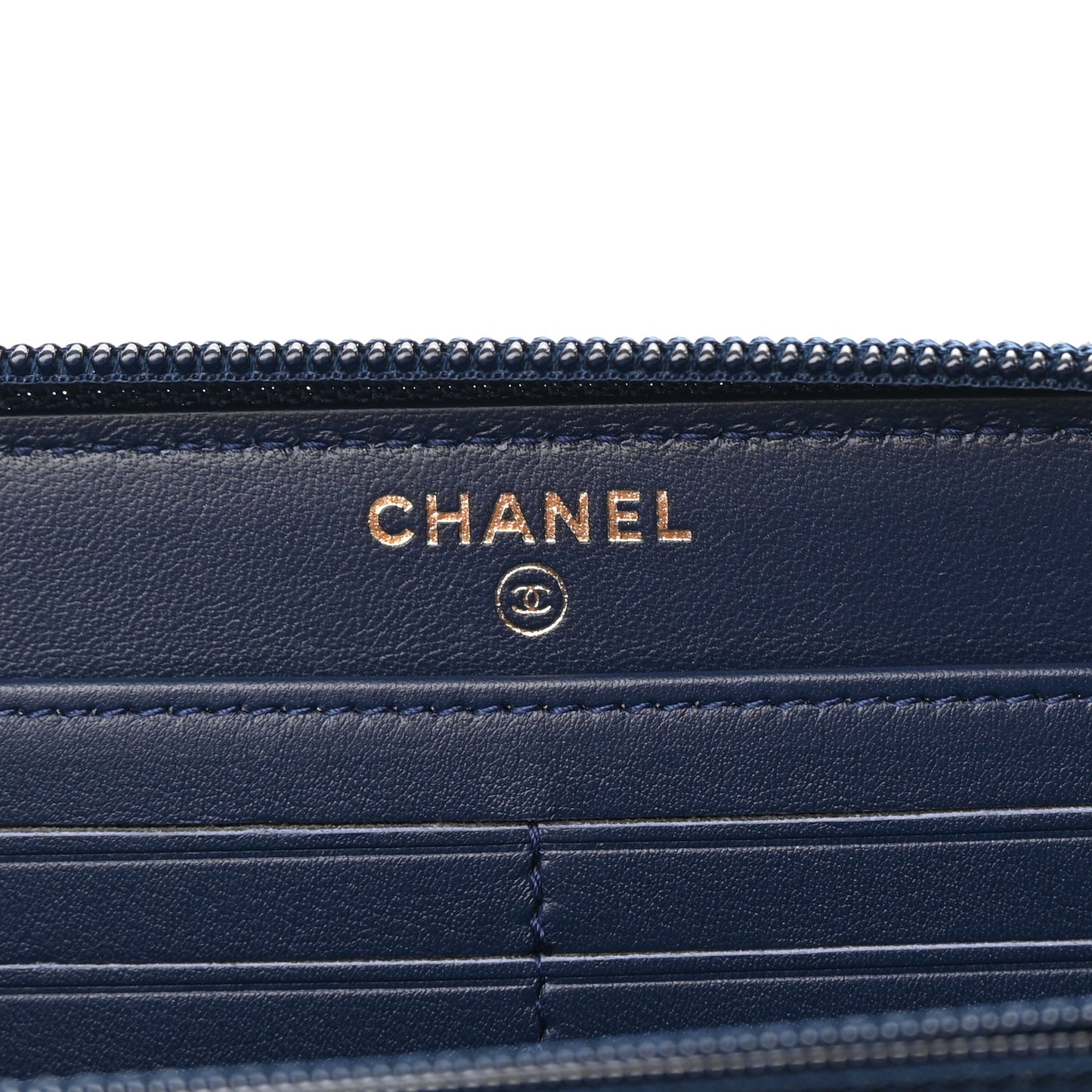 Lambskin Quilted Boy Zip Around Wallet Blue