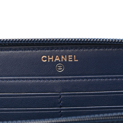 Chanel Lambskin Quilted Boy Zip Around Wallet Blue 6 of 13