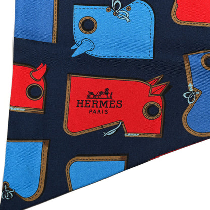Hermes Silk Camails Maxi Twilly Marine Rouge Cobalt 4 of 4