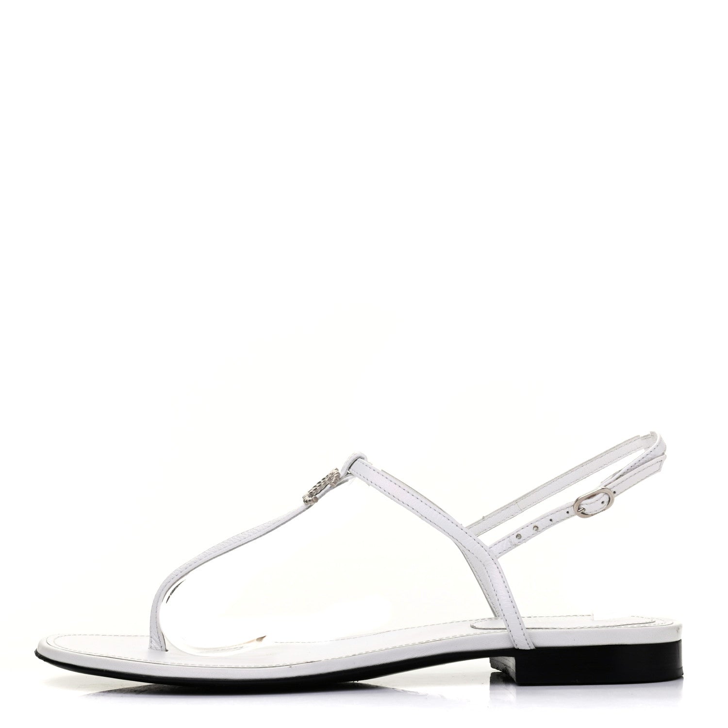 Chanel CC Logo Thong Sandals 40 White 1 of 12