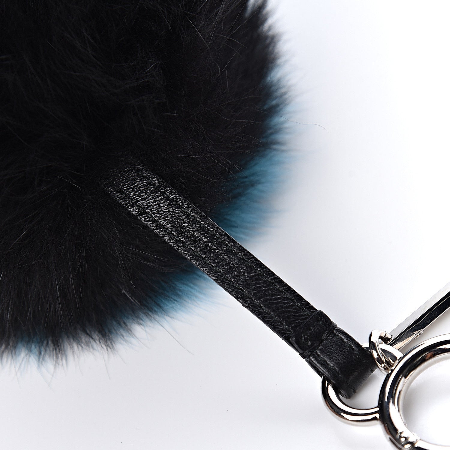 Fendi Fox Fur O ABCharm Bag Charm Black Light Blue 3 of 4
