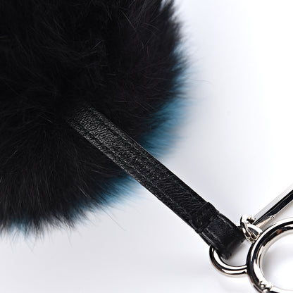 Fendi Fox Fur O ABCharm Bag Charm Black Light Blue 3 of 4