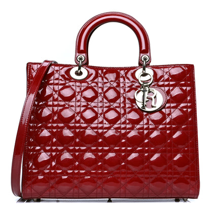 Christian Dior Patent Cannage Large Lady Dior Red 1 of 4