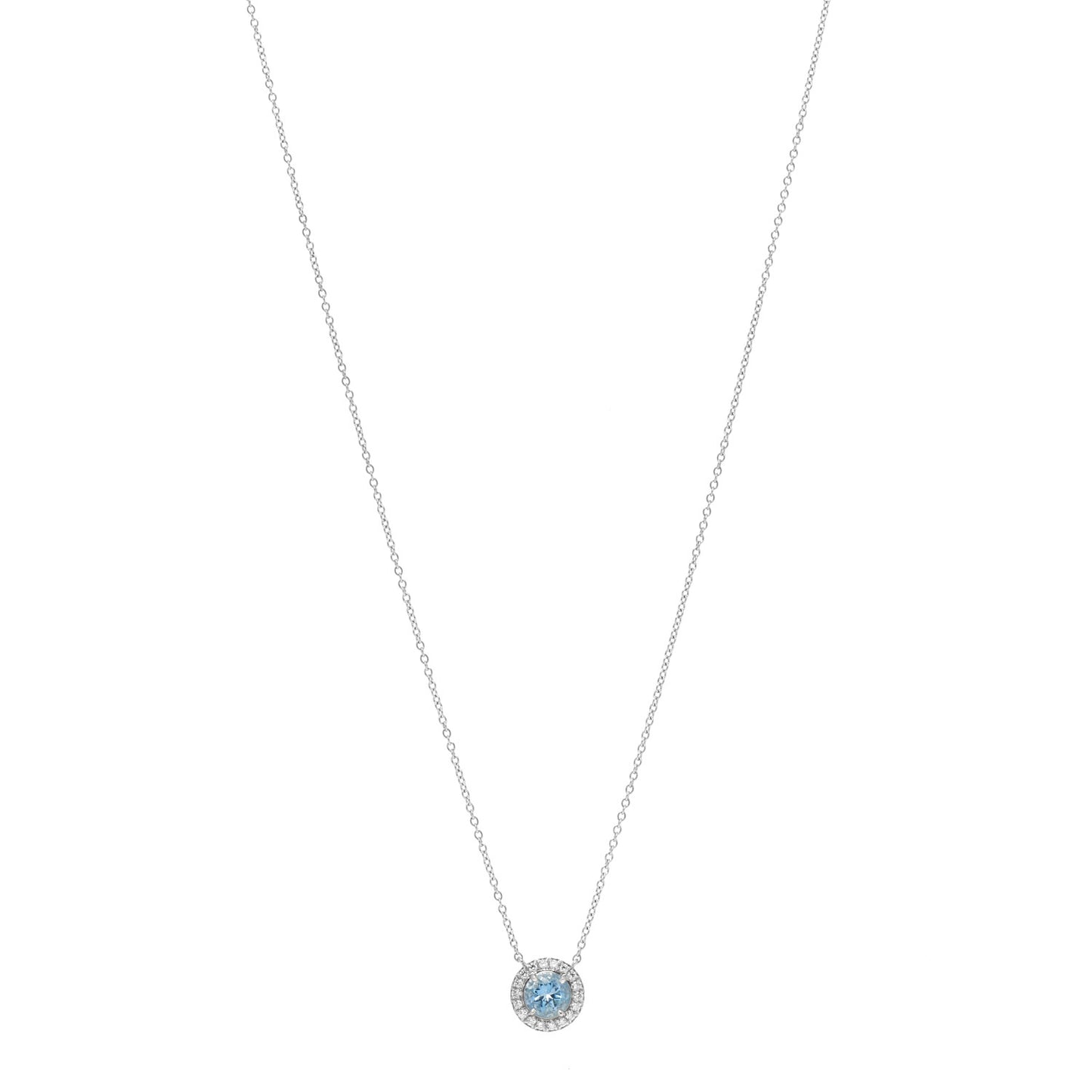 Platinum Diamond Aquamarine Soleste Pendant Necklace