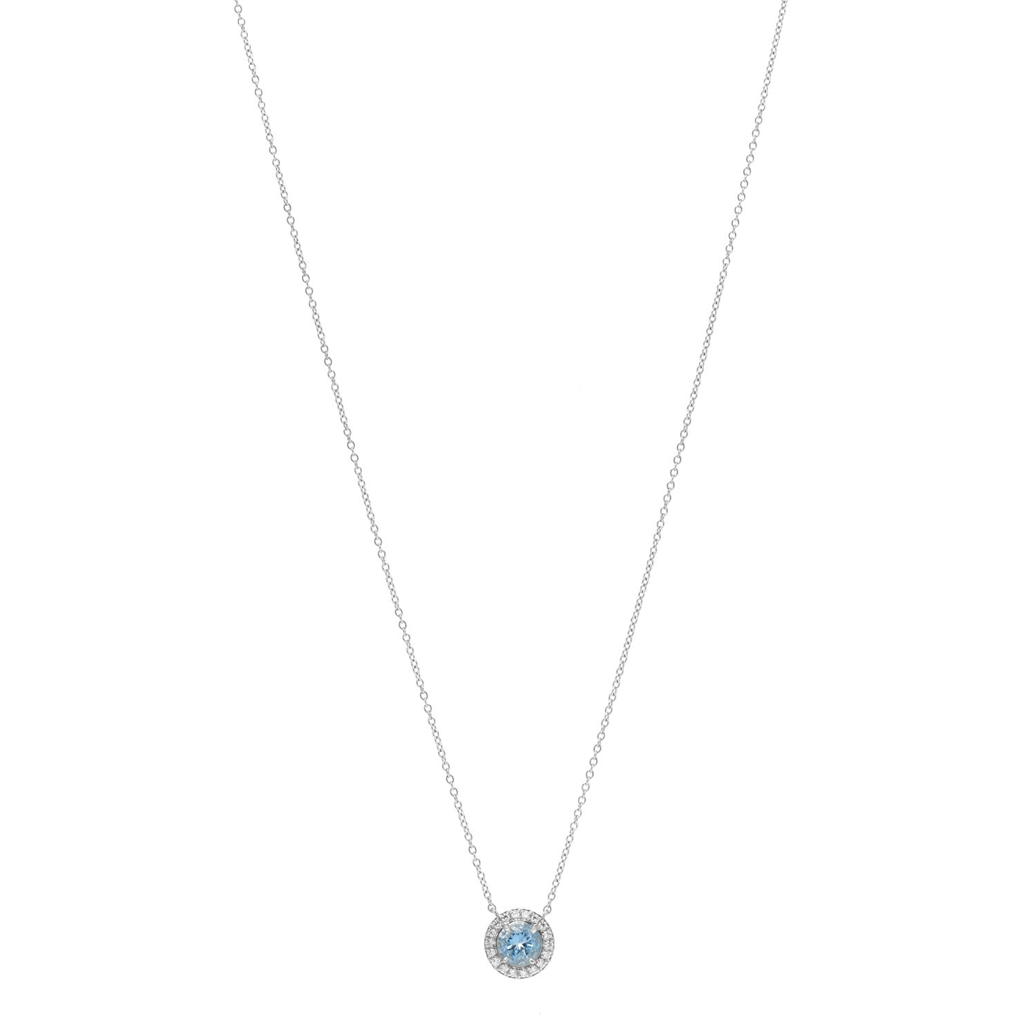Tiffany Platinum Diamond Aquamarine Soleste Pendant Necklace 1 of 5