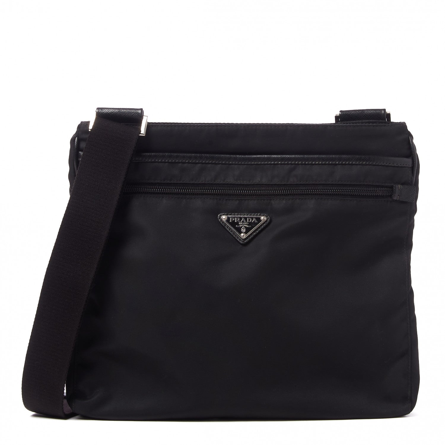 Prada Nylon Flat Messenger Bag Black 1 of 8
